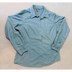 Duluth Trading Womens Action Snap Front Shirt M Coolplus Roll Sleeve 43301